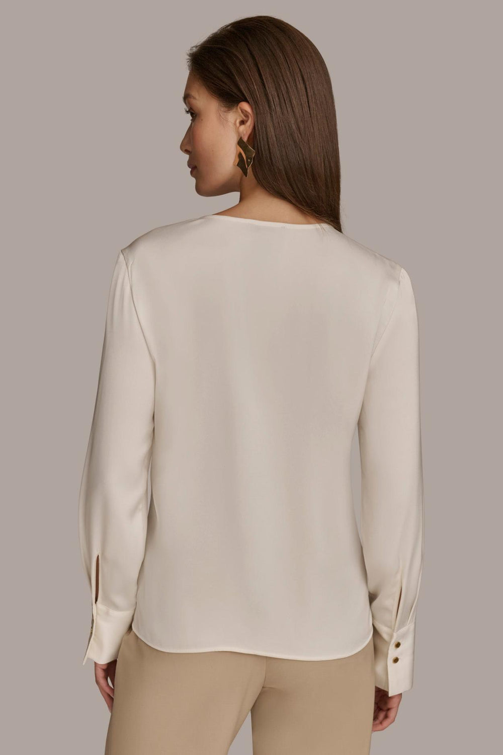 Donna Karan Sweaters And Tops | Women TWIST NECK BLOUSE Ivory