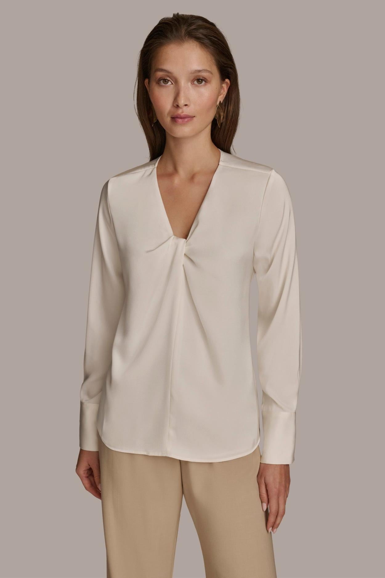 Donna Karan Sweaters And Tops | Women TWIST NECK BLOUSE Ivory
