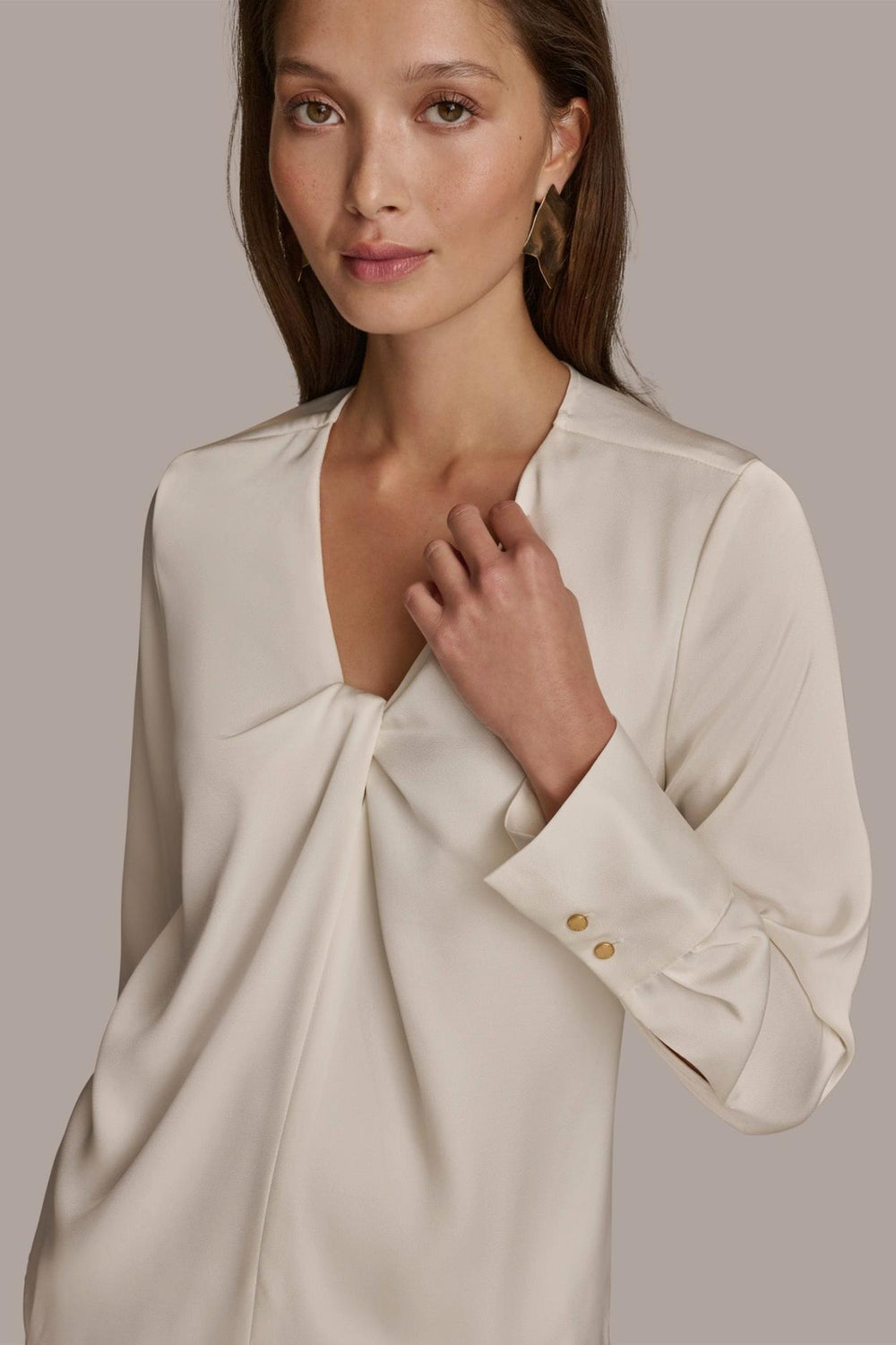 Donna Karan Sweaters And Tops | Women TWIST NECK BLOUSE Ivory