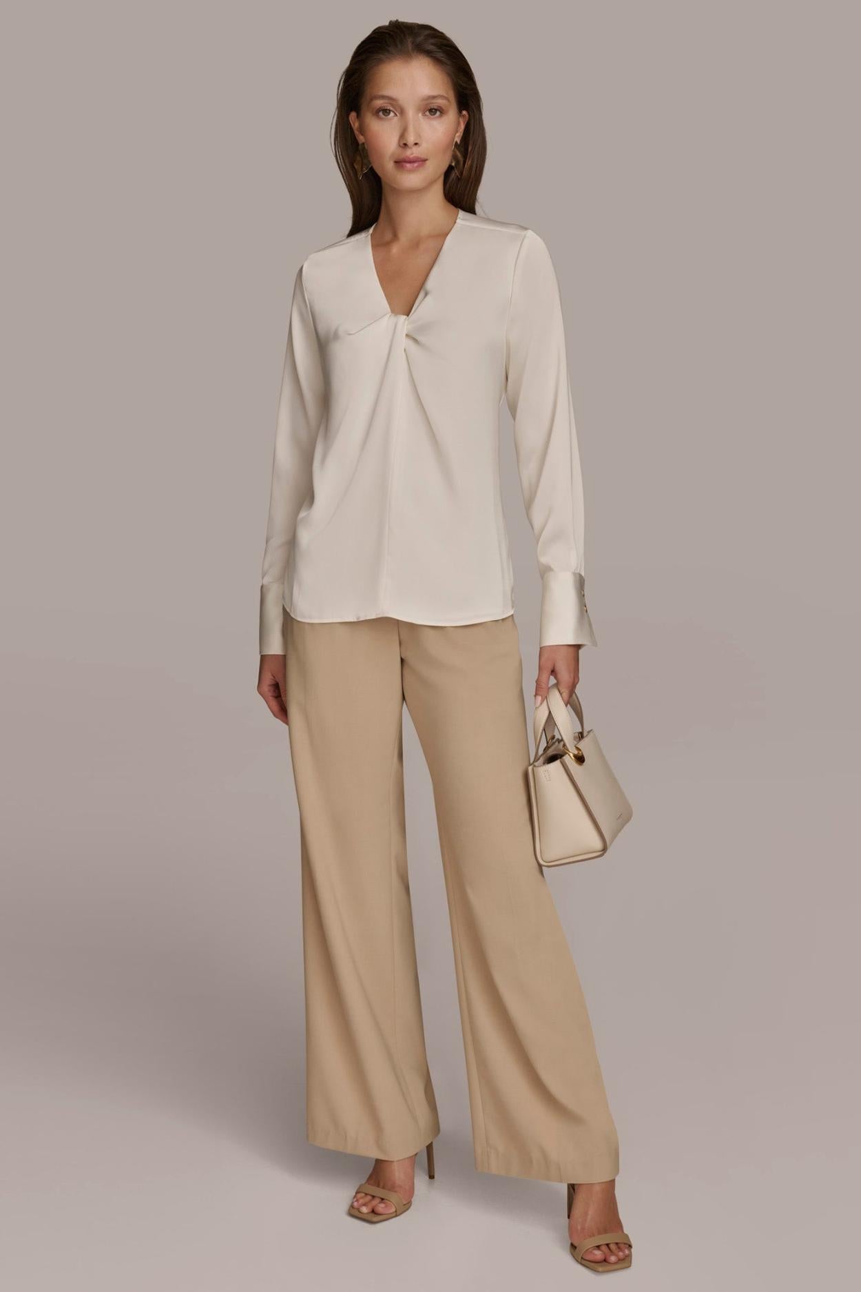 Donna Karan Sweaters And Tops | Women TWIST NECK BLOUSE Ivory