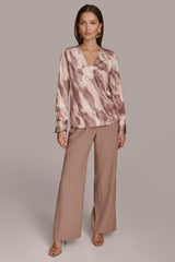 Donna Karan Sweaters And Tops | Women TWIST NECK BLOUSE Mink Combo