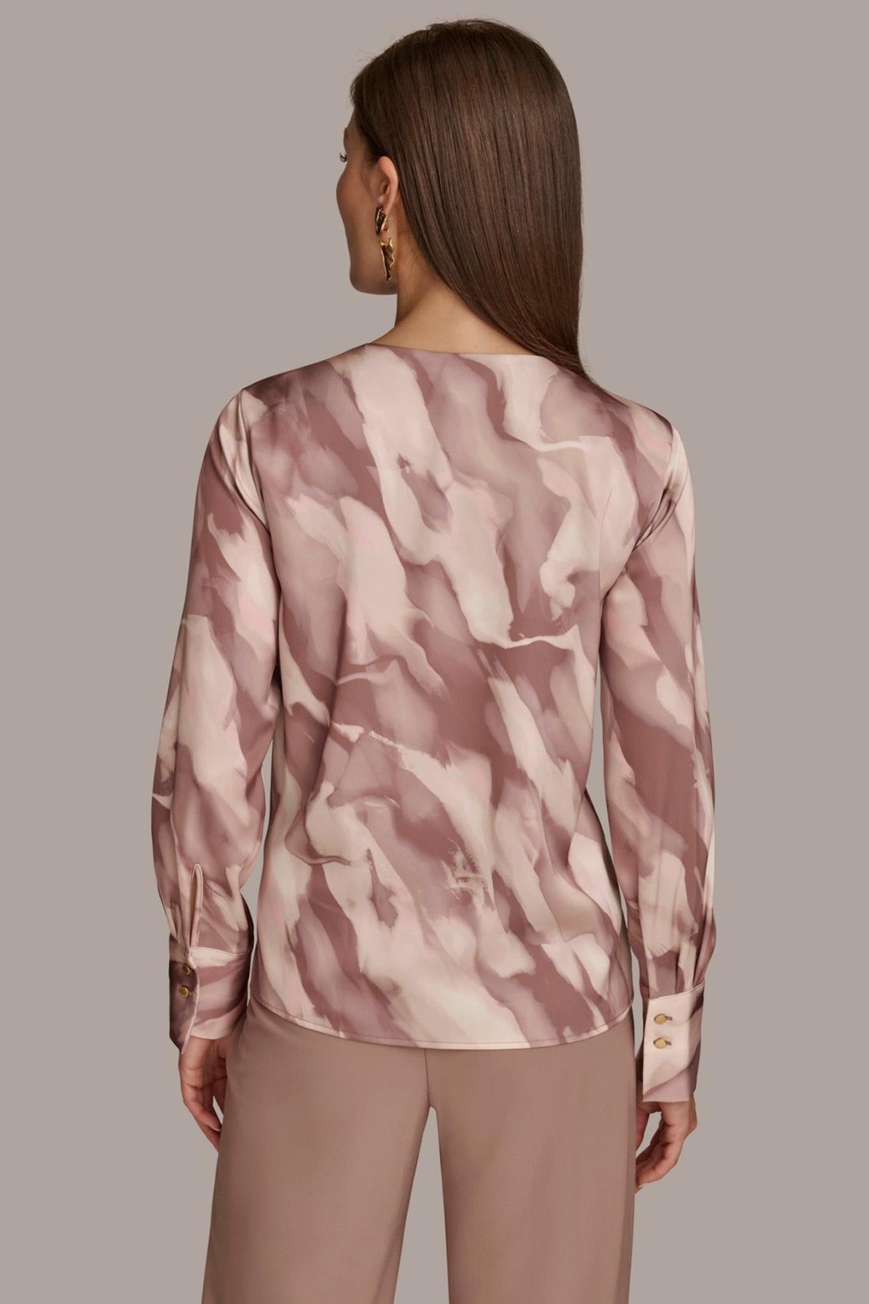 Donna Karan Sweaters And Tops | Women TWIST NECK BLOUSE Mink Combo