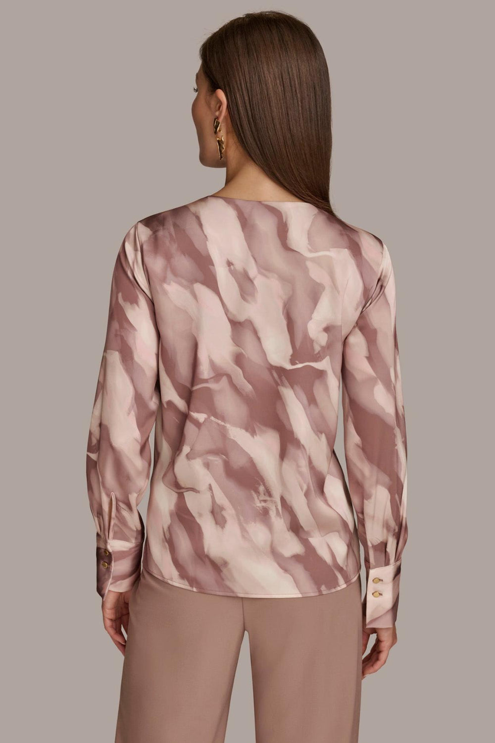 Donna Karan Sweaters And Tops | Women TWIST NECK BLOUSE Mink Combo