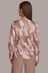 Donna Karan Sweaters And Tops | Women TWIST NECK BLOUSE Mink Combo