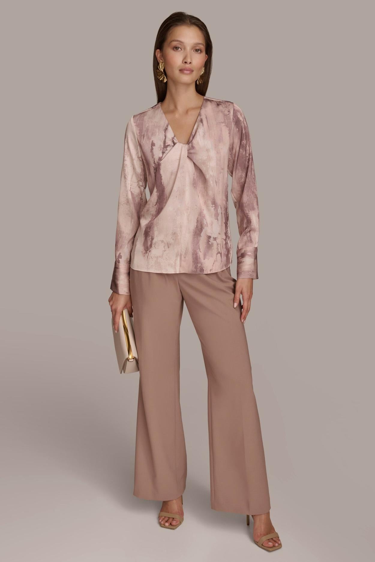 Donna Karan Sweaters And Tops | Women TWIST NECK BLOUSE Mink Multi