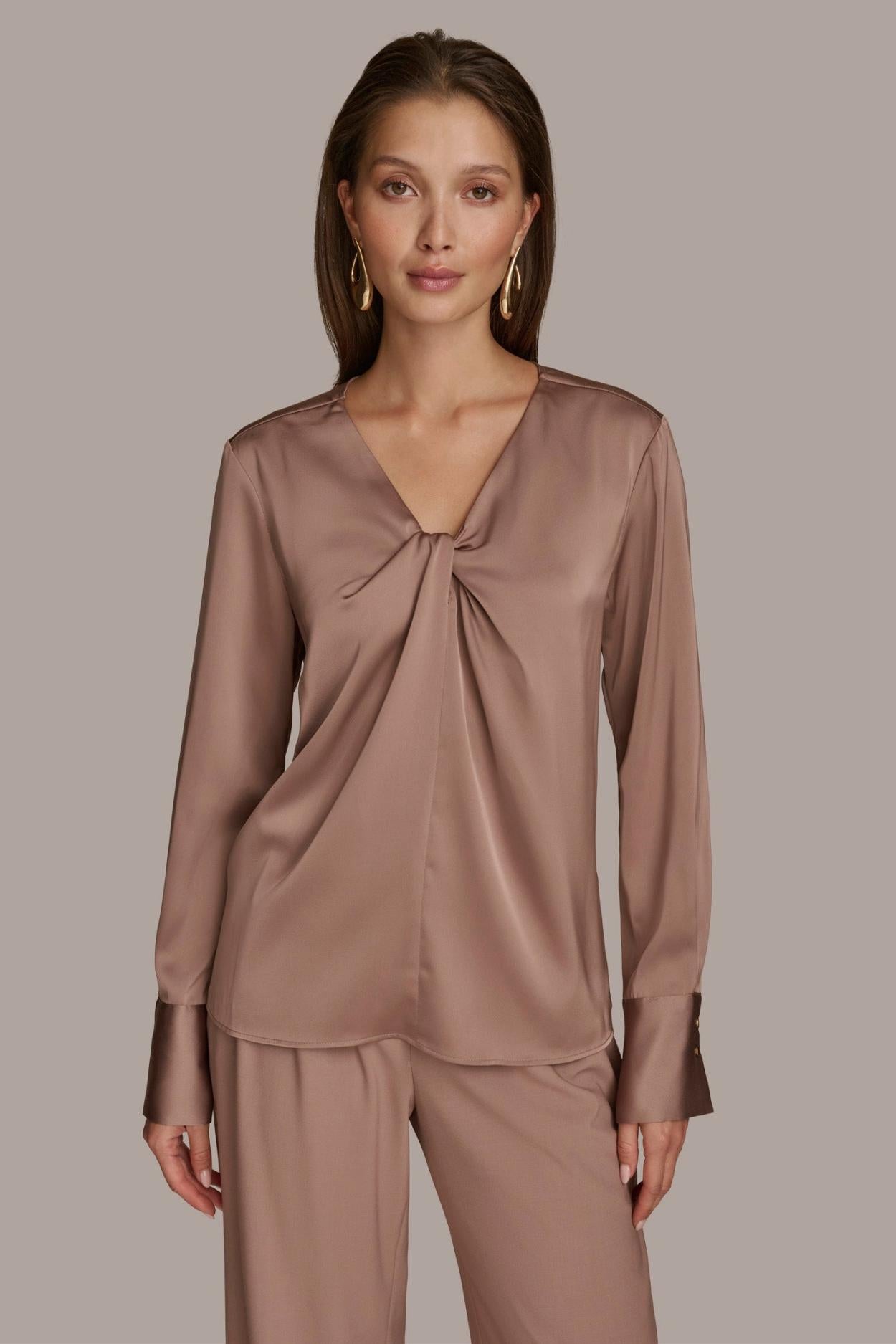 Donna Karan Sweaters And Tops | Women TWIST NECK BLOUSE Mink