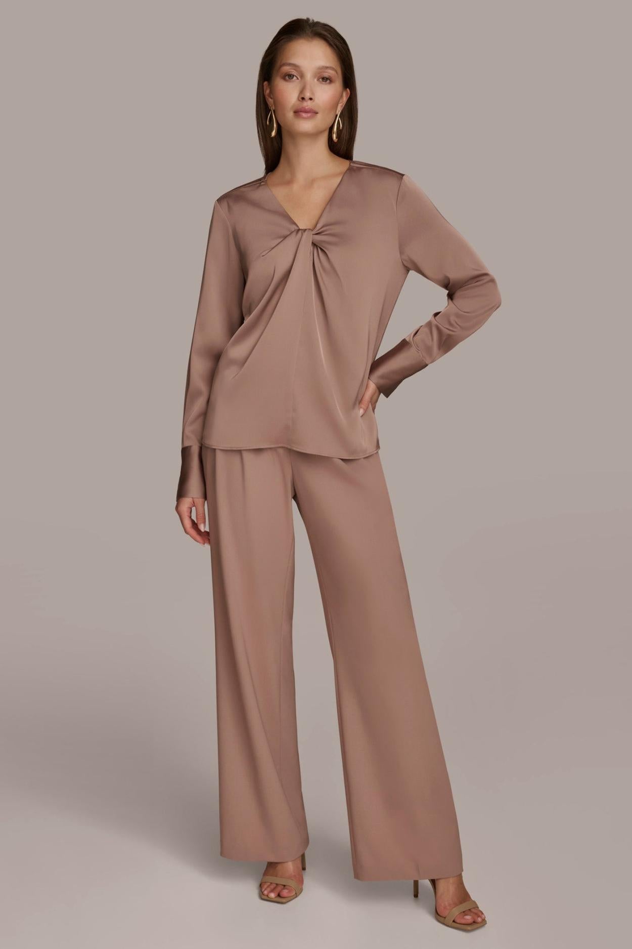 Donna Karan Sweaters And Tops | Women TWIST NECK BLOUSE Mink