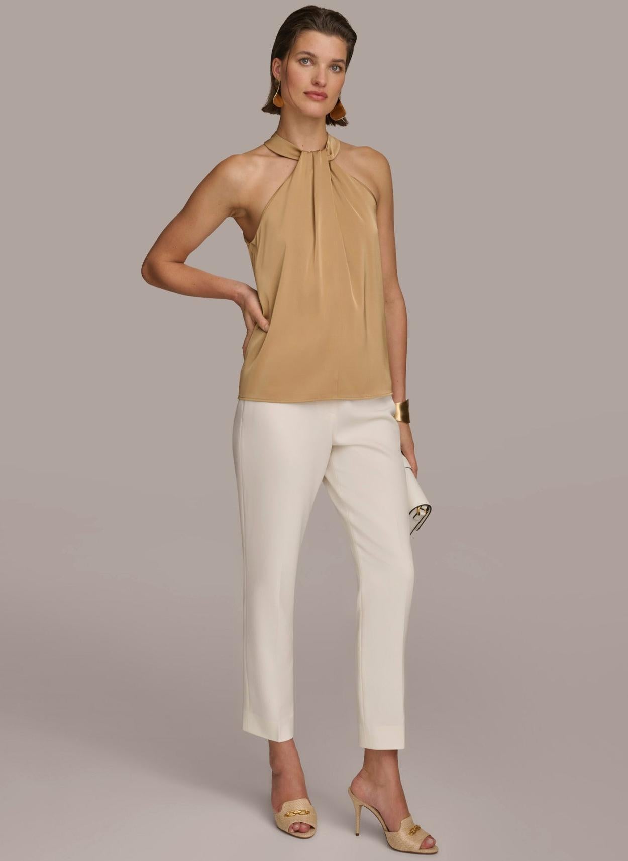Donna Karan Sweaters And Tops | Women TWIST NECK HALTER TOP Fawn