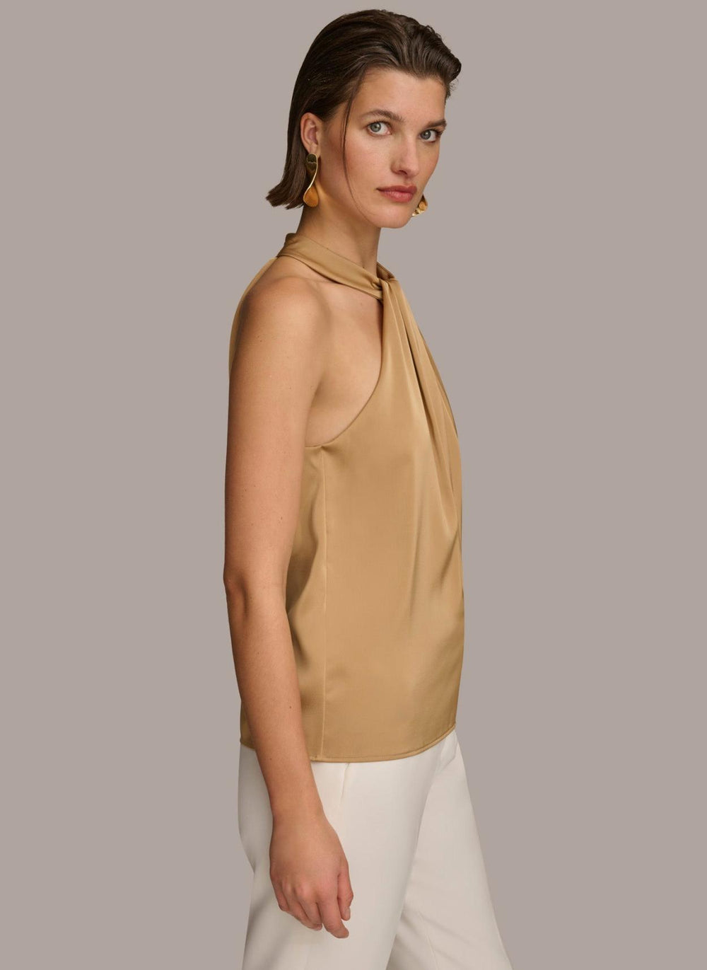 Donna Karan Sweaters And Tops | Women TWIST NECK HALTER TOP Fawn