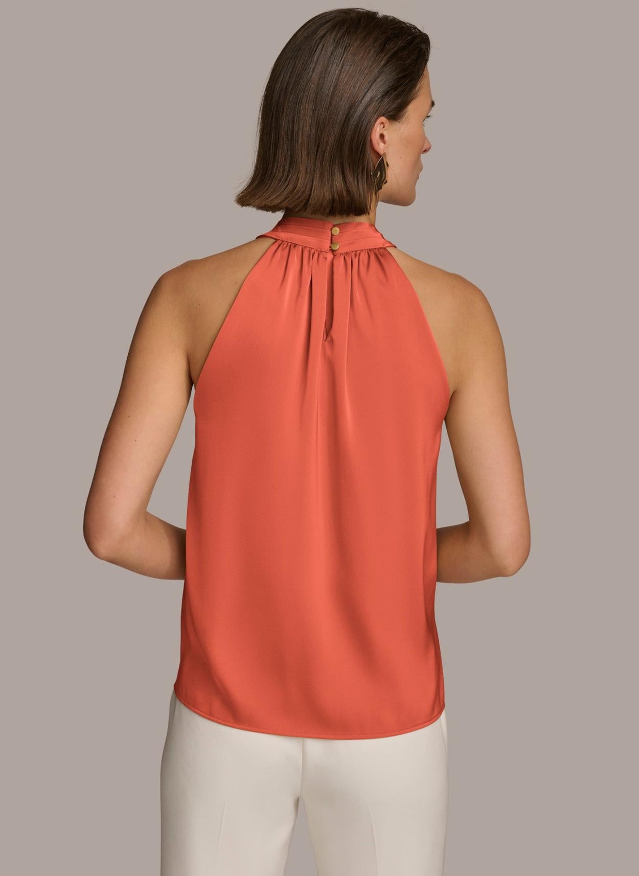 Donna Karan Sweaters And Tops | Women TWIST NECK HALTER TOP Terracotta