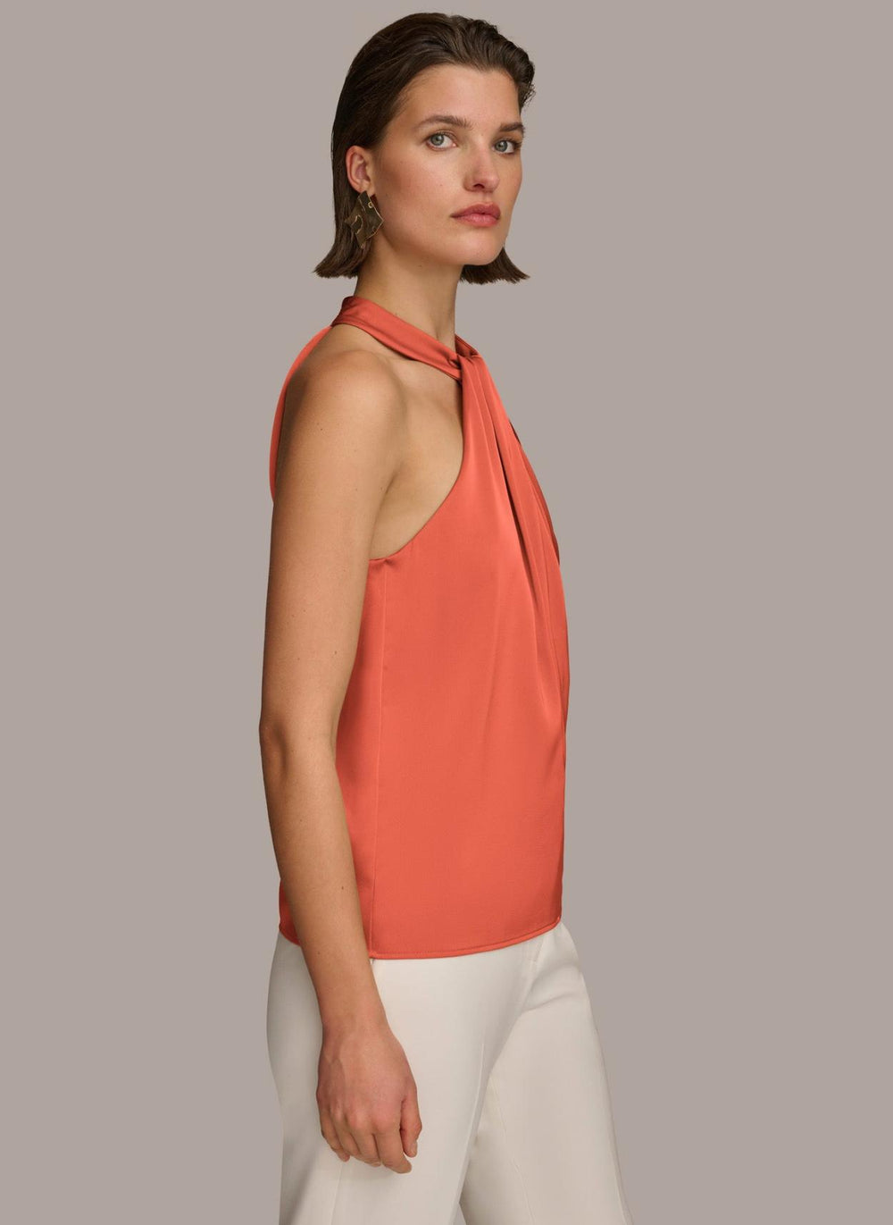 Donna Karan Sweaters And Tops | Women TWIST NECK HALTER TOP Terracotta