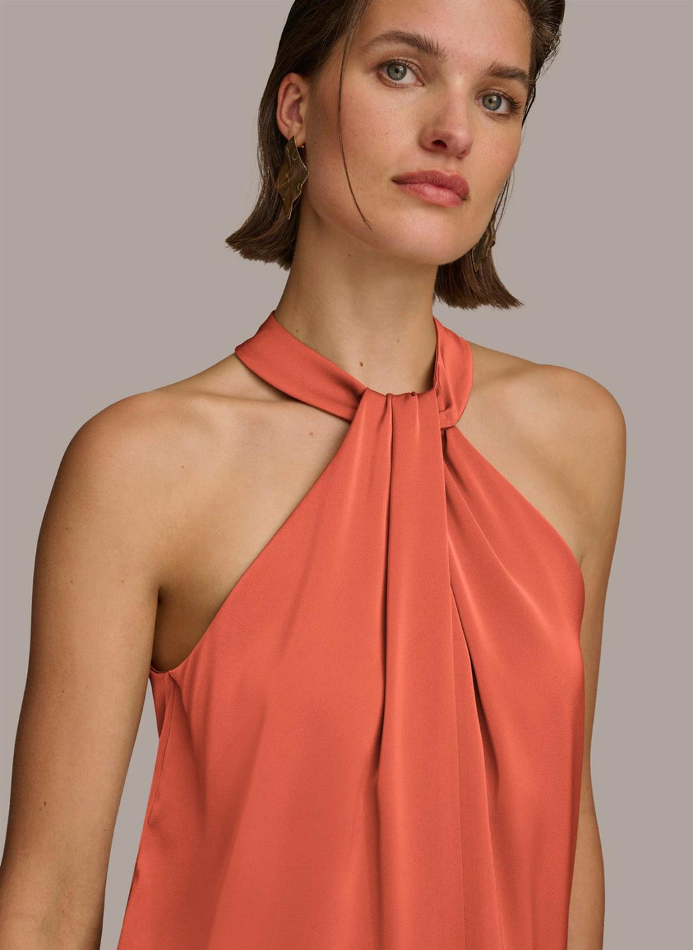 Donna Karan Sweaters And Tops | Women TWIST NECK HALTER TOP Terracotta