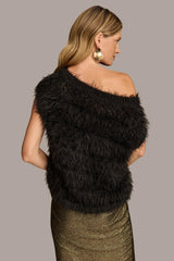 Donna Karan Sweaters And Tops | Women V-NECK EYELASH TOP Black