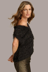 Donna Karan Sweaters And Tops | Women V-NECK EYELASH TOP Black