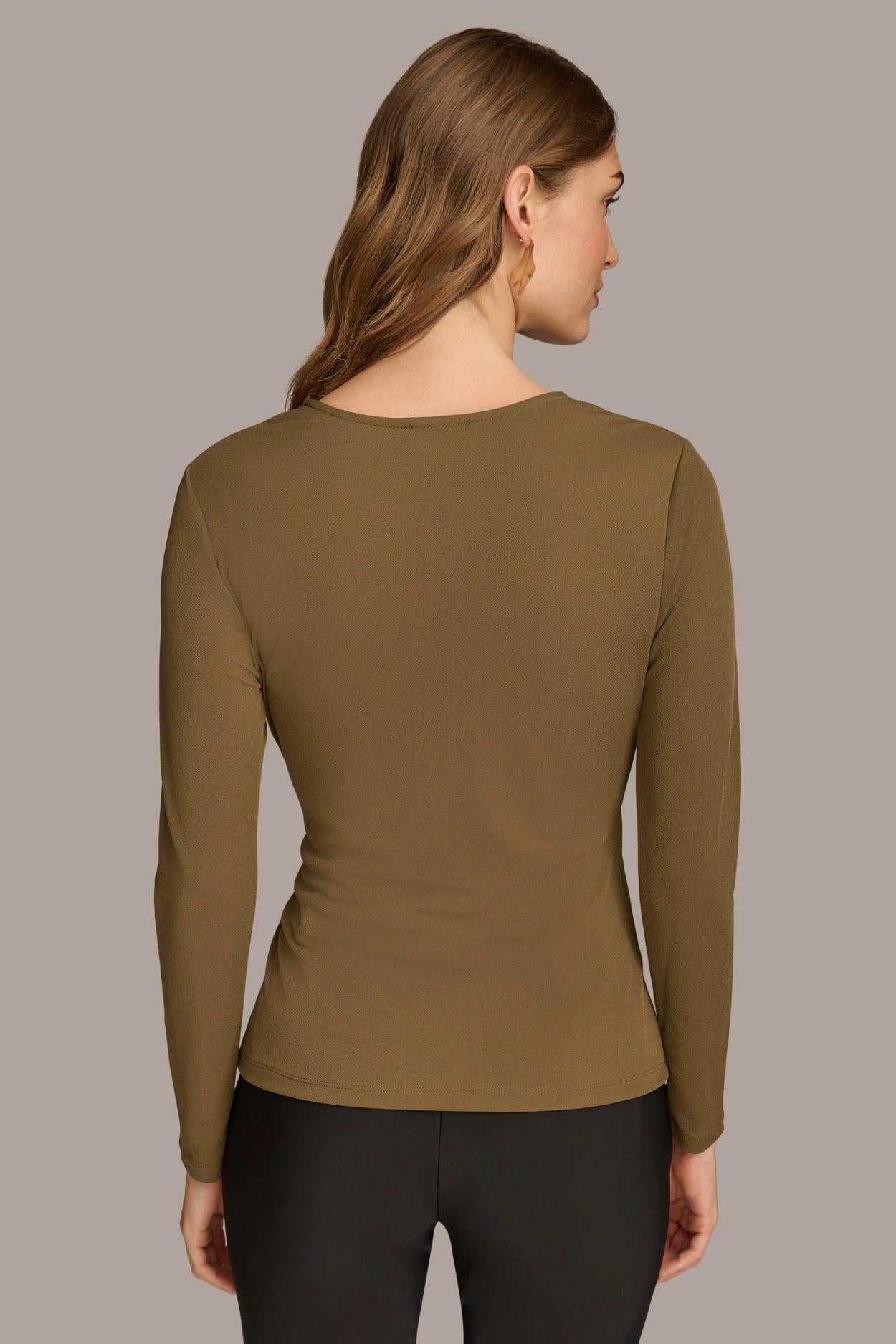 Donna Karan Sweaters And Tops | Women V NECK TOP WITH HARDWARE Beech