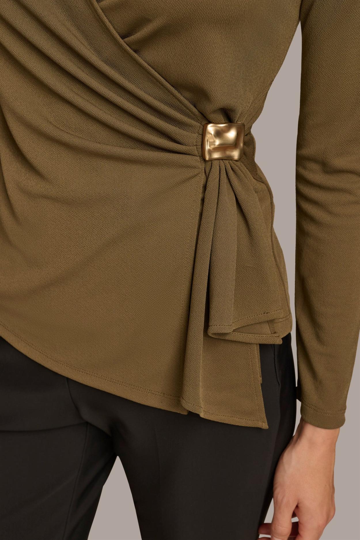 Donna Karan Sweaters And Tops | Women V NECK TOP WITH HARDWARE Beech