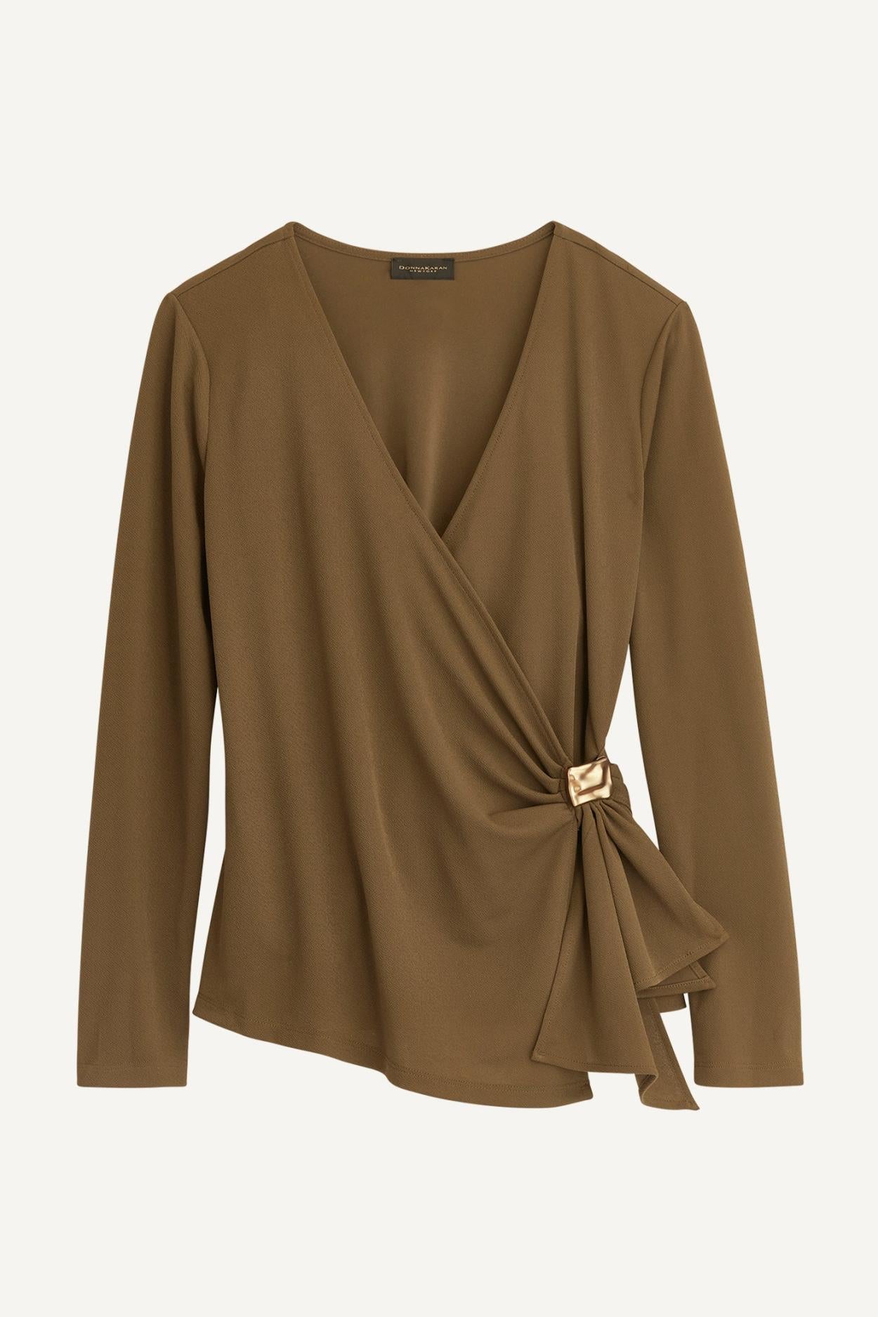 Donna Karan Sweaters And Tops | Women V NECK TOP WITH HARDWARE Beech