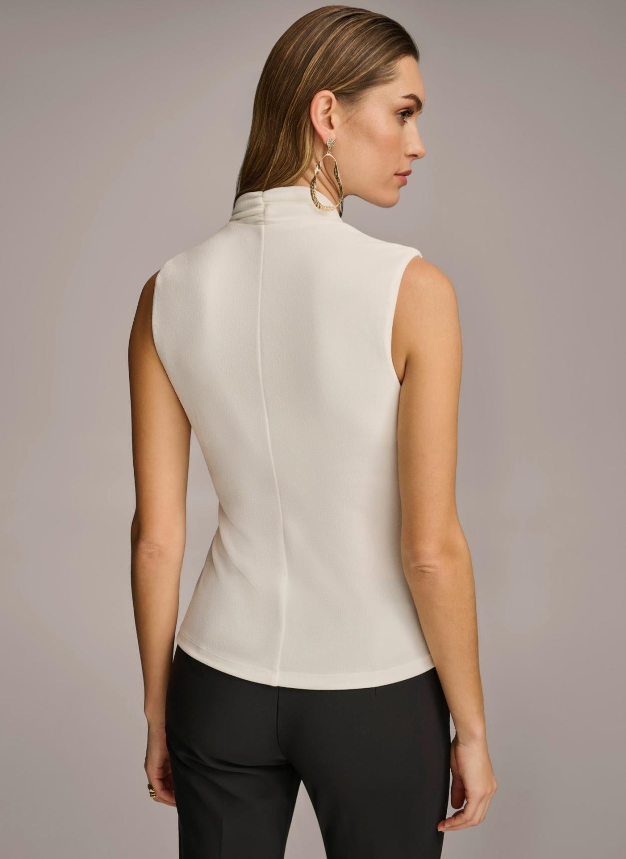 Donna Karan Sweaters And Tops | Women V-NECK WITH HARDWARE AND RUCHED DETAIL Cream