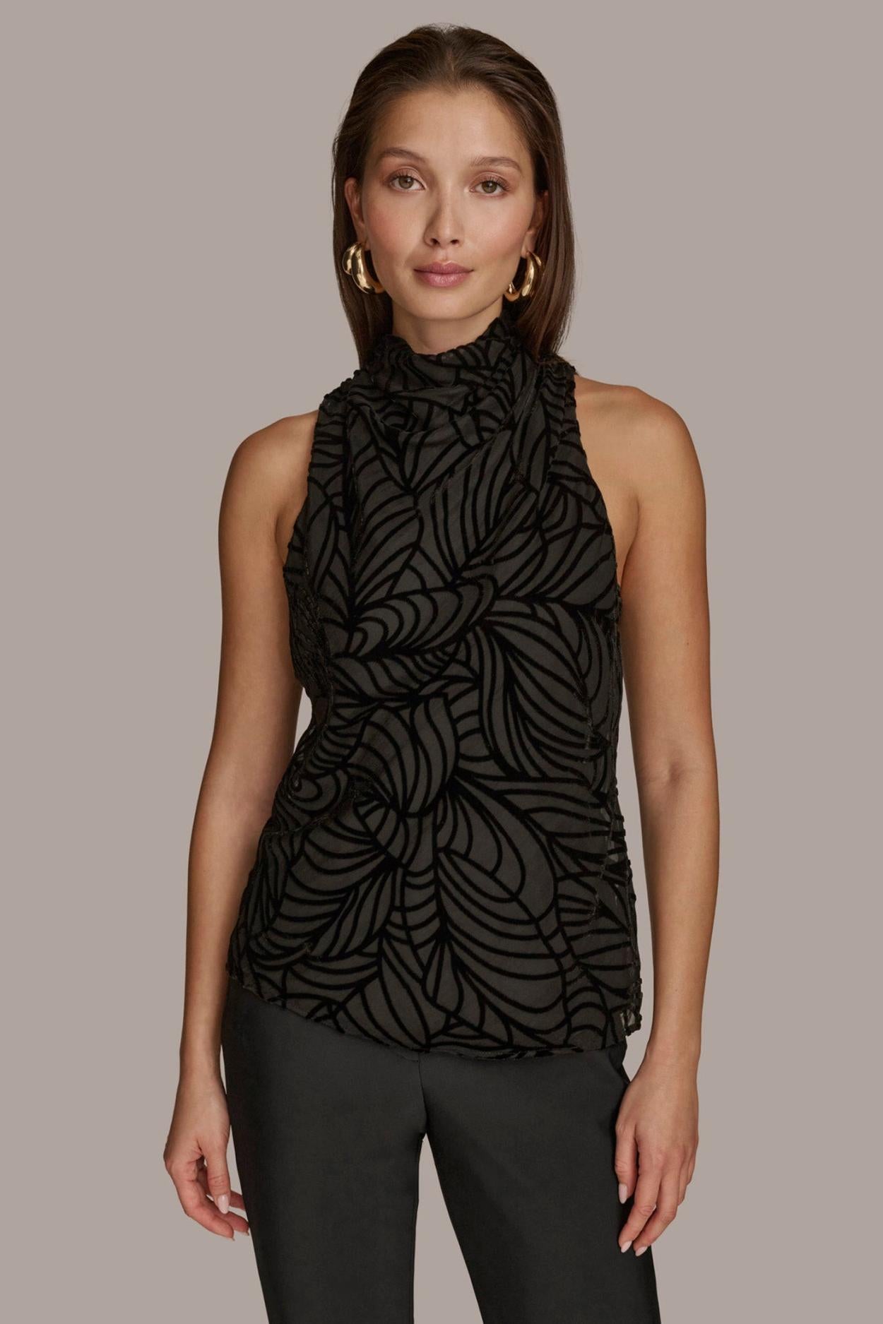 Donna Karan Sweaters And Tops | Women VELVET BURNOUT TOP Black