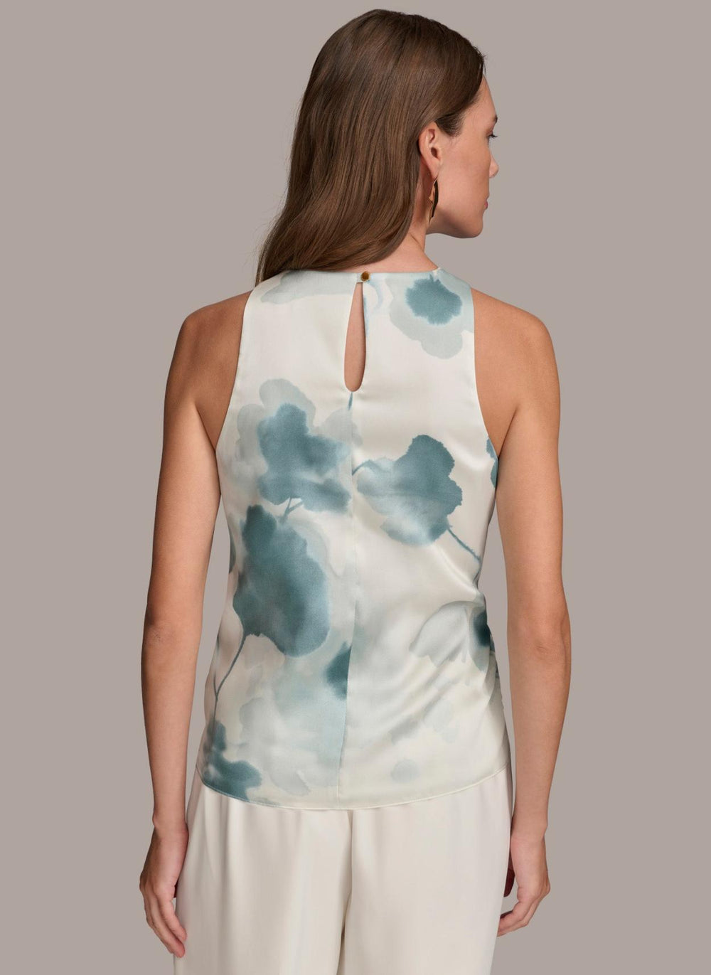 Donna Karan Sweaters And Tops | Women WRAP TIE WAIST BLOUSE Frost Blue Combo