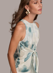 Donna Karan Sweaters And Tops | Women WRAP TIE WAIST BLOUSE Frost Blue Combo